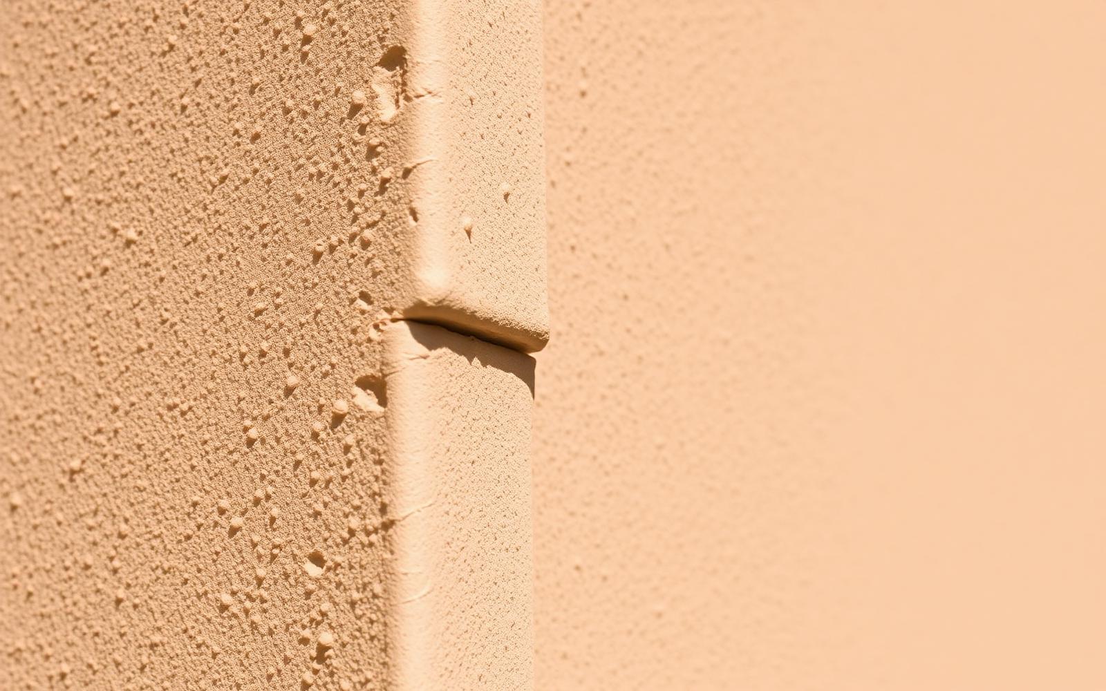 Repaired, blended and refinished exterior stucco surface